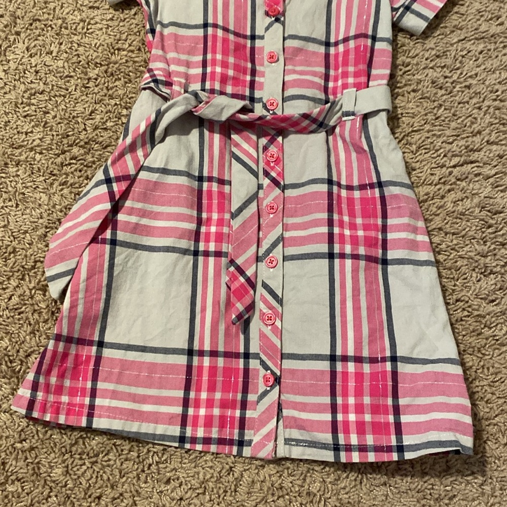Gymboree size 5 pink gray plaid shirt dress - Picture 3 of 4